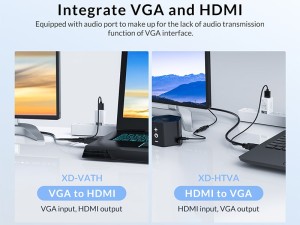 مبدل اچ دی ام آی به وی جی ای و صدا و یو اس بی اوریکو ORICO VGA/HDMI Adapter Cable 1M (XD-VATH)