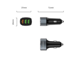 شارژر فندکی 3 پورت اوریکو ORICO 38W 3 Ports (QC3.0*1) USB Smart Car Charger (UPB-3U)