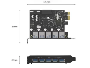 هاب یو اس بی اینترنال 5 پورت اوریکو Orico 5 Port USB3.0 PCI-E Expansion Card PVU3-5O2I-V1