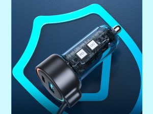 شارژر فندکی فست شارژ یو اس بی و تایپ سی با کابل 1.5 متری لایتنینگ جویروم Joyroom car charger 45W JR-CL08