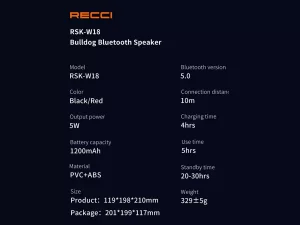اسپیکر بلوتوثی رسی Recci bulldog bluetooth speaker RSK-W18