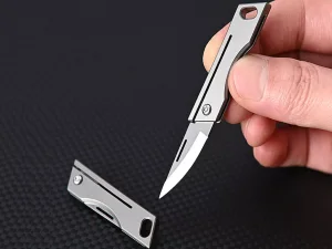چاقو آنباکسینگ تیتانیومی تاشوی قابل آویز از دسته کلید Titanium alloy mini folding unboxing knife D2