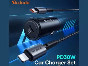 شارژر فندکی تایپ سی 30 وات همراه با کابل لایتنینگ مک دودو Mcdodo CC-7492 PD30W USB-C Fast Car Charger