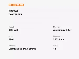 مبدل لایتنیگ 2 در 1 رسی RECCI RDS-A05 Lightning Converter