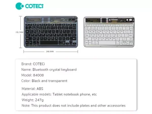 کیبورد بی سیم کریستالی کوتتسی Coteetci Bluetooth Crystal keyboard 84008