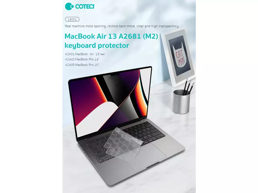 کاور صفحه کلید مک بوک ایر 13 اینچ 2020 کوتتسی Coteetci Keyboard skin Macbook Macbook Air 13‘’ MB1070