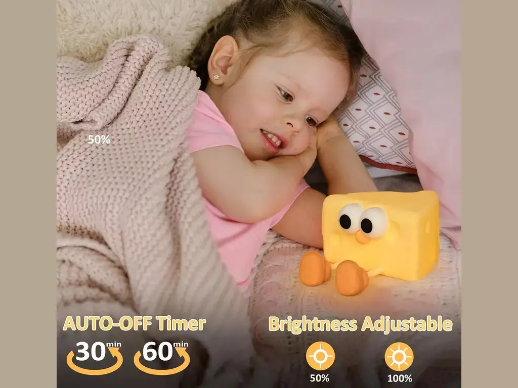 چراغ خواب سیلیکونی فانتزی رومیزی شارژی Cheese night light rechargeable silicone bedroom sleep L54