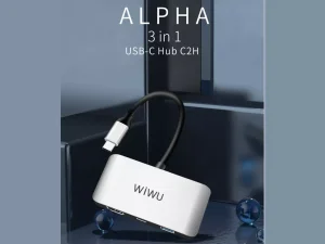 مبدل تایپ سی به اچ دی ام آی، تایپ سی و یو اس بی ویوو WiWU ALPHA 3 IN 1 USB-C HUB C2H
