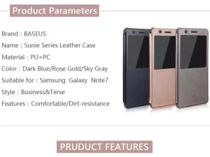 کیف چرمی بیسوس Baseus Leather S view Cover For Samsung Galaxy Note 7