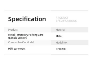 کارت شماره تلفن پارک موقت خودرو راک Rock Temporary Parking Card RPH0943