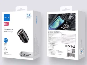 شارژر فندکی یو اس بی و تایپ سی 30 وات راک XO 30W Dual Port Fast Charge USB Car Charger Adapter h15