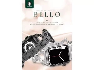 بند فلزی نگین دار اپل واچ 42 و 44 و 45 میلی متر گرین Green Apple Watch 42/44/45mm Bello Jeweled Metal Band
