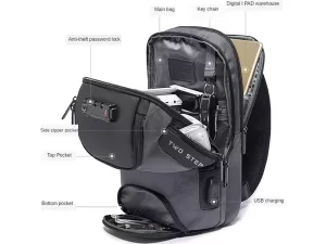 کوله تک بند ضد سرقت یو اس بی دار بنج BANGE BG-7082 Anti-theft TSA Lock Bag Waterproof Chest Pack
