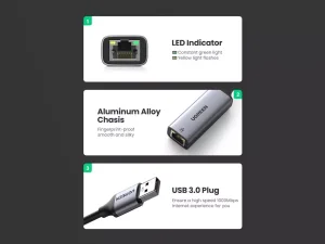 تبدیل USB 3.0 به LAN یوگرین Ugreen CM209 50922 USB 3.0 To Ethernet